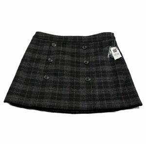 NWT GAP Wool Plaid Mini Skirt | Double Breasted Button (Black/Charcoal) Size 10